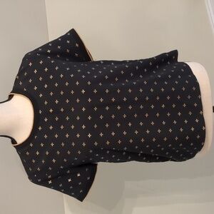 Short sleeve black/gold blouse, XS